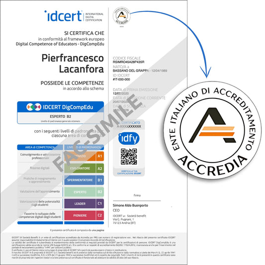 Certificazione DIGCOMP EDU Accreditata ACCREDIA