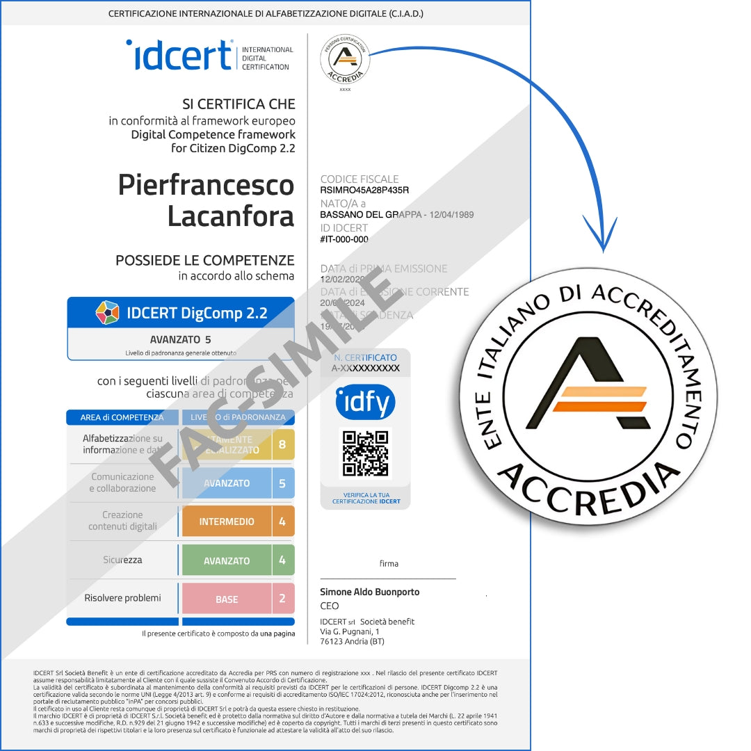 Certificazione di Alfabetizzazione Digitale Accreditata ACCREDIA